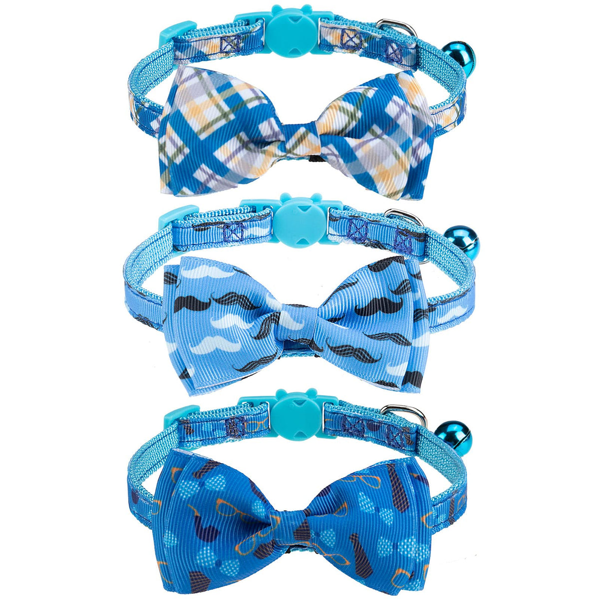 VKPETFR breakaway cat collar with removable bow and bell for safe daily wear.