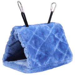 Vktech Plush Snuggle Bird Hammock Blue close-up of soft plush for parrot comfort.
