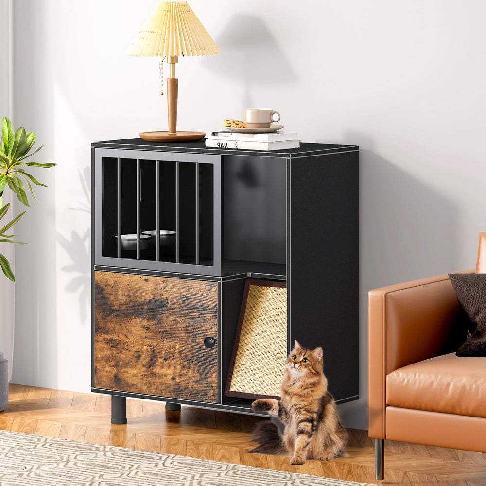 VKTO dog-proof cat feeding station assembly shows sturdy design for secure indoor use