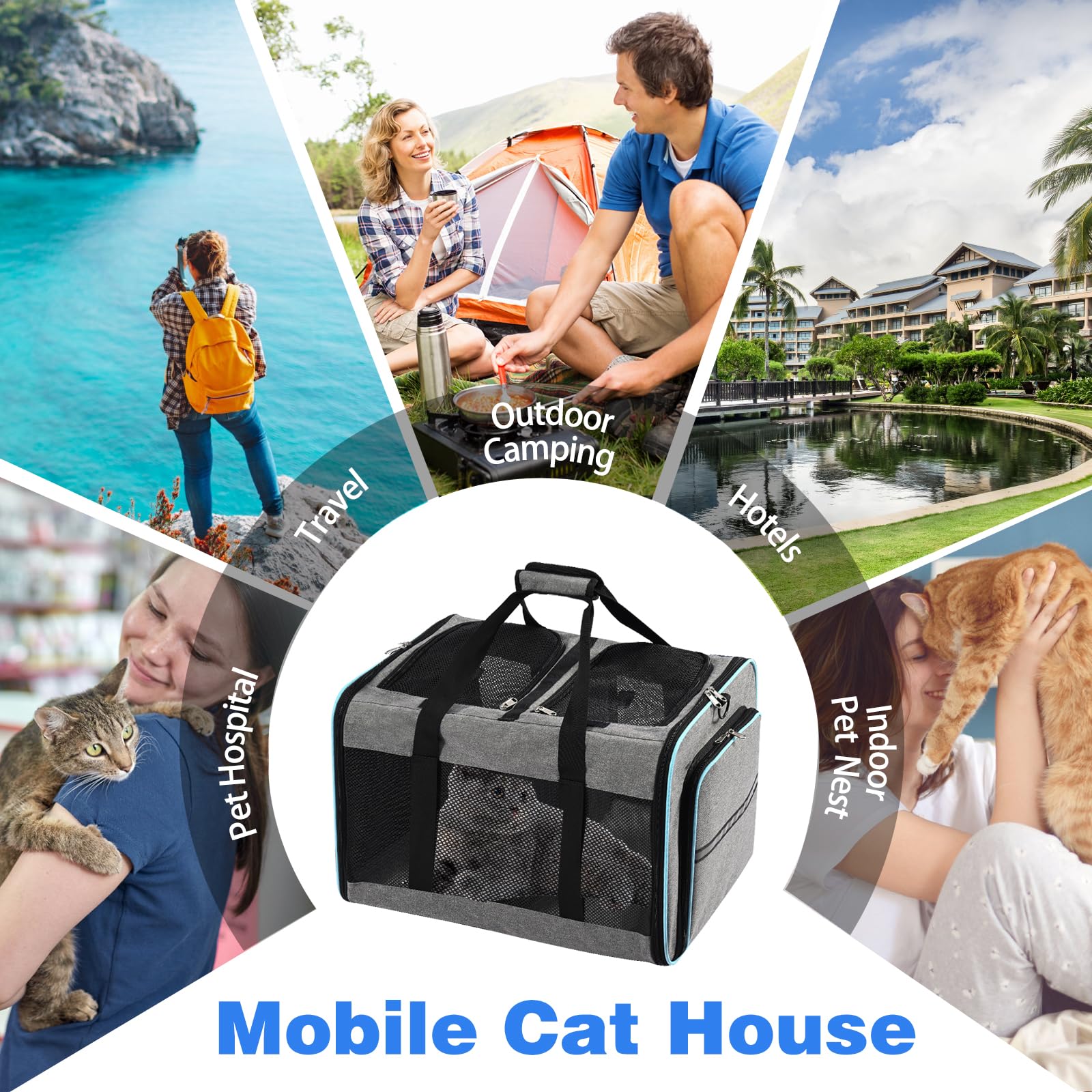 VKYSTAR travel-ready carrier with multiple carry options for car, hand, or crossbody.