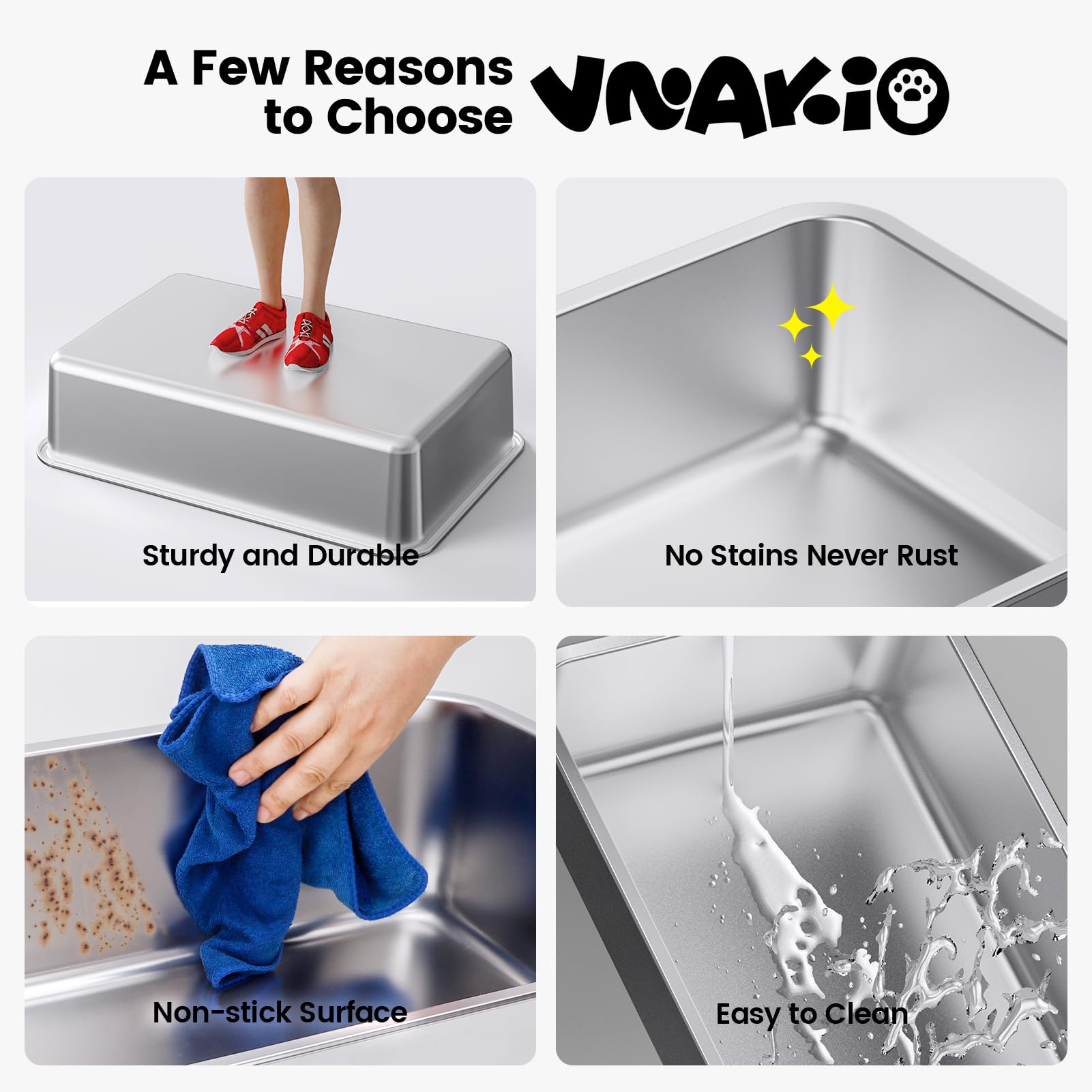 VNAKIO built-in litter mat and pedal capture stray litter for cleaner floors.