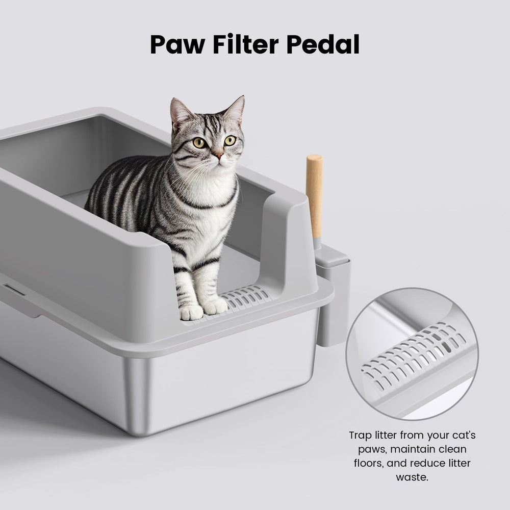 VNAKIO high-sided litter box helps reduce litter scatter during digging and scratching.
