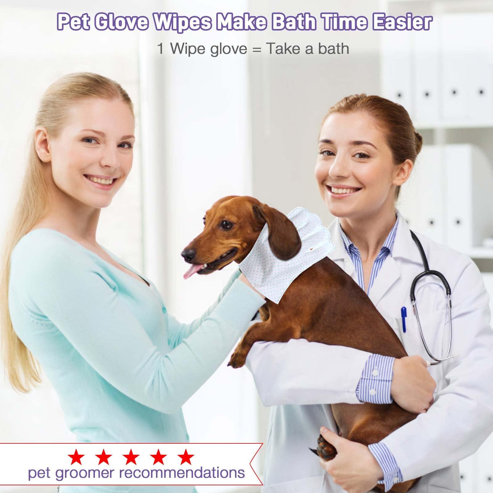 VoagLuk wipes for paws, face, and butt with gentle cleansing.