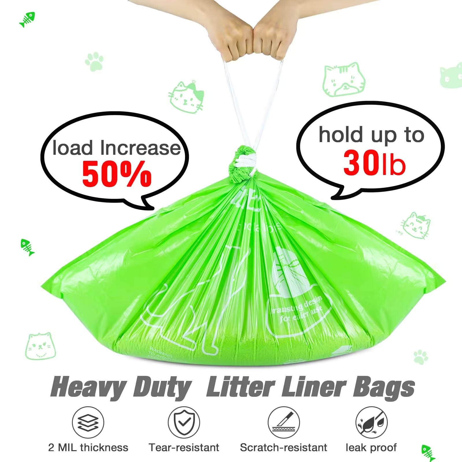 VoagLuk bottom design reinforces liner for up to 30 lb load.