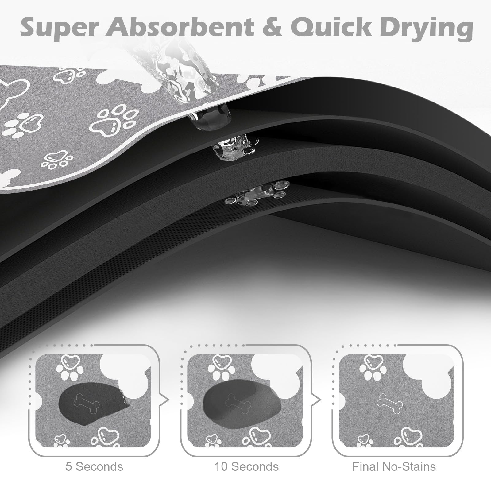 Voanos bone-shaped dog placemat grey supports mess-free mealtimes