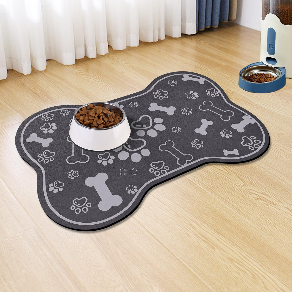 Voanos dog cat food mat bone shape protects floors during meals