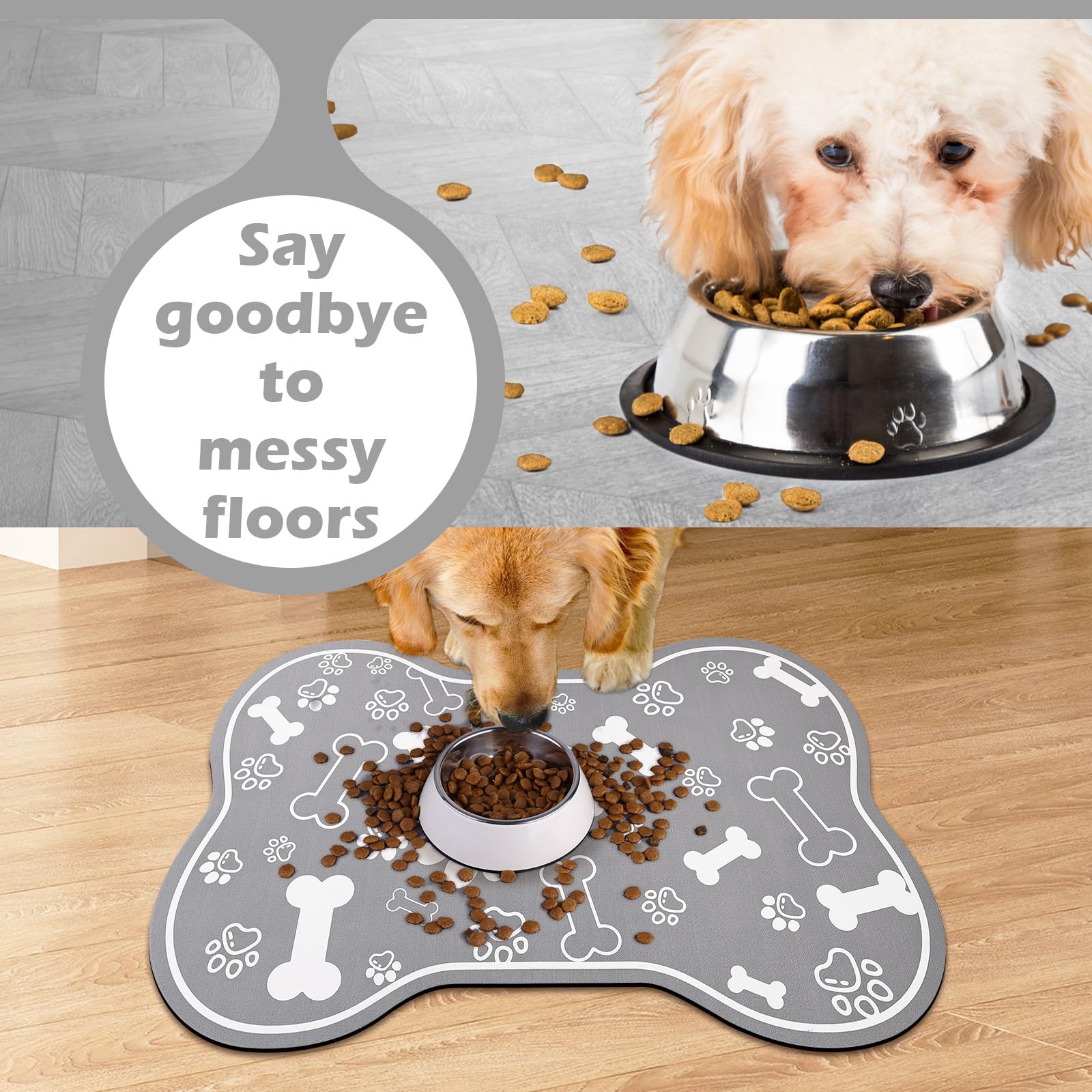 Voanos dog-cat food mat easy-clean surface suitable for wipe or machine wash