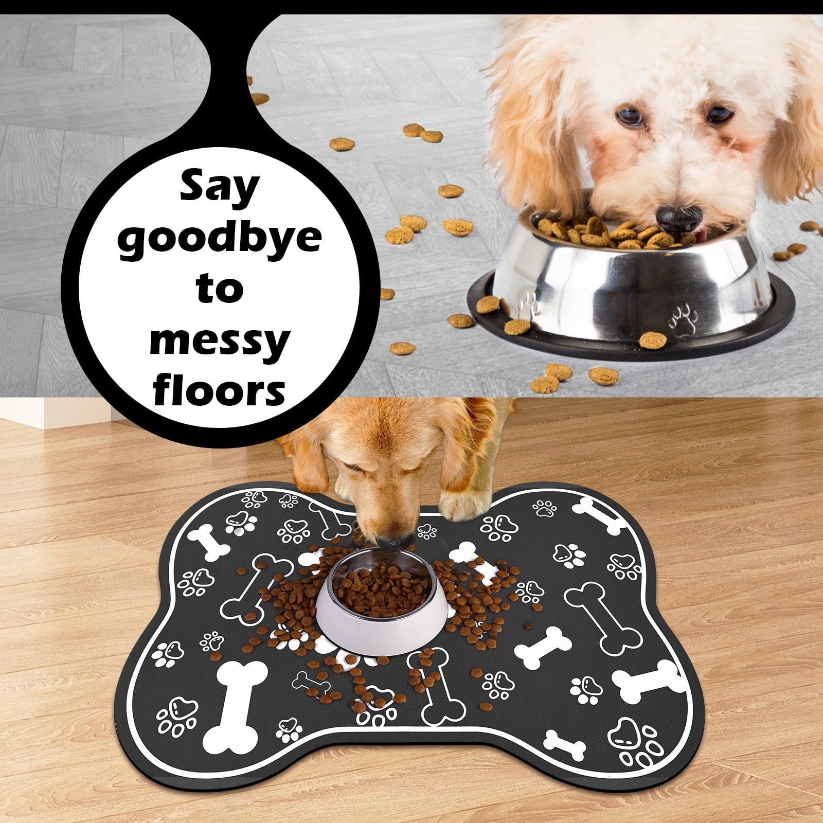 Voanos dog cat food mat no-stains design keeps areas clean after meals.