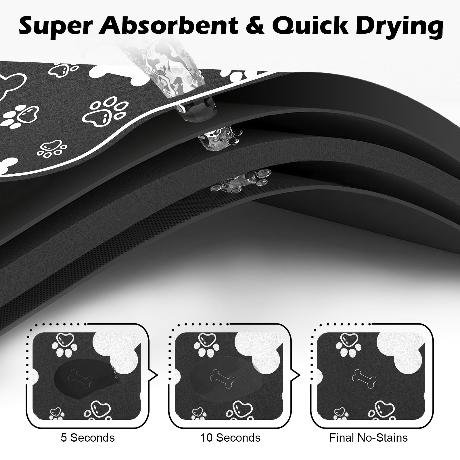 Voanos dog cat food mat rubber backing prevents sliding for calmer mealtimes.