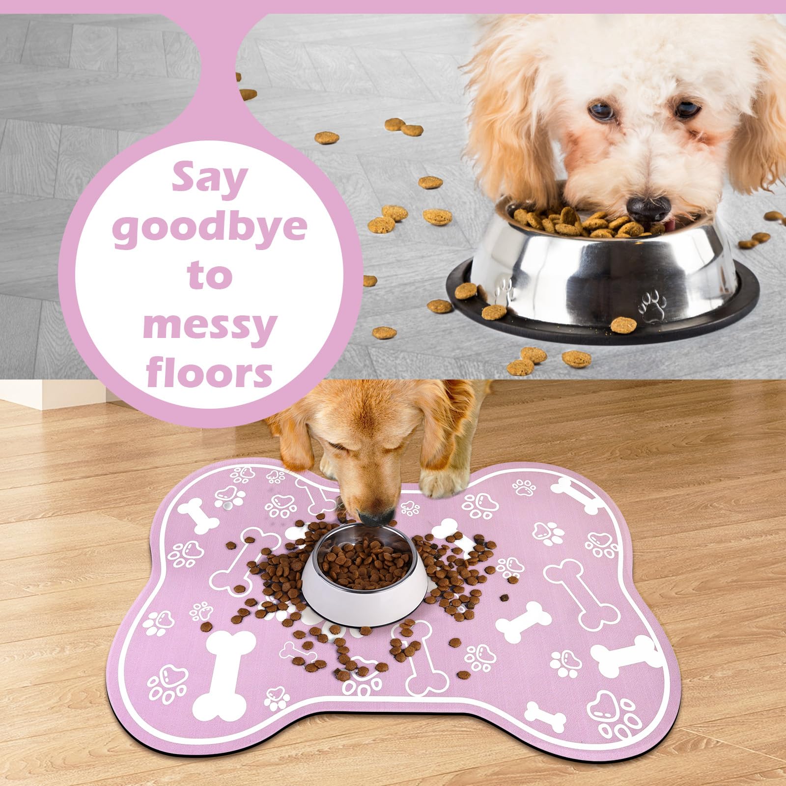 Voanos dog cat mat is easy to wipe clean after meals.