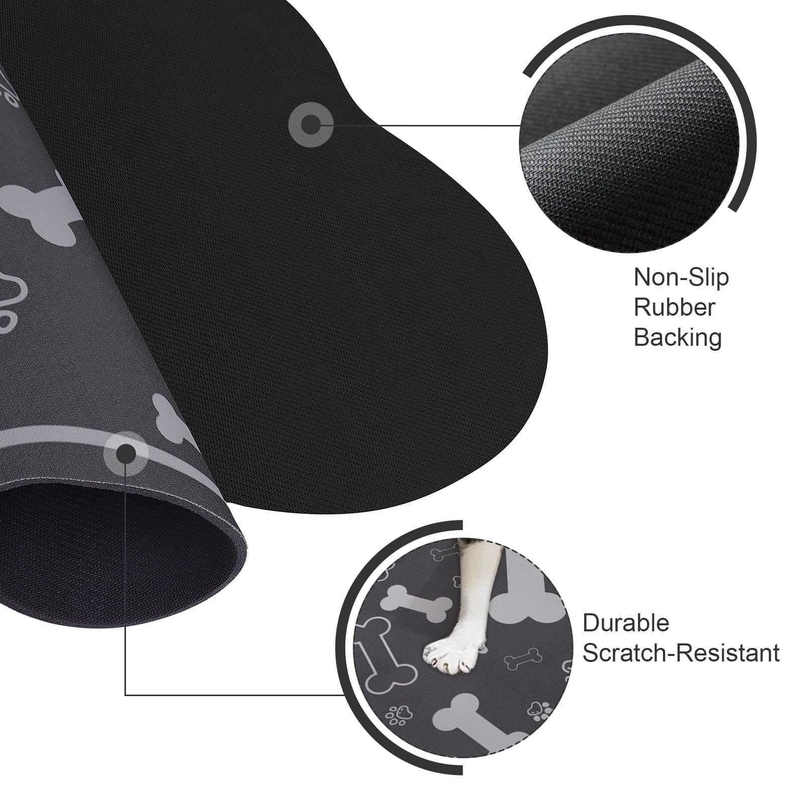 Voanos non-slip rubber-backed mat stays in place for tidy mealtimes