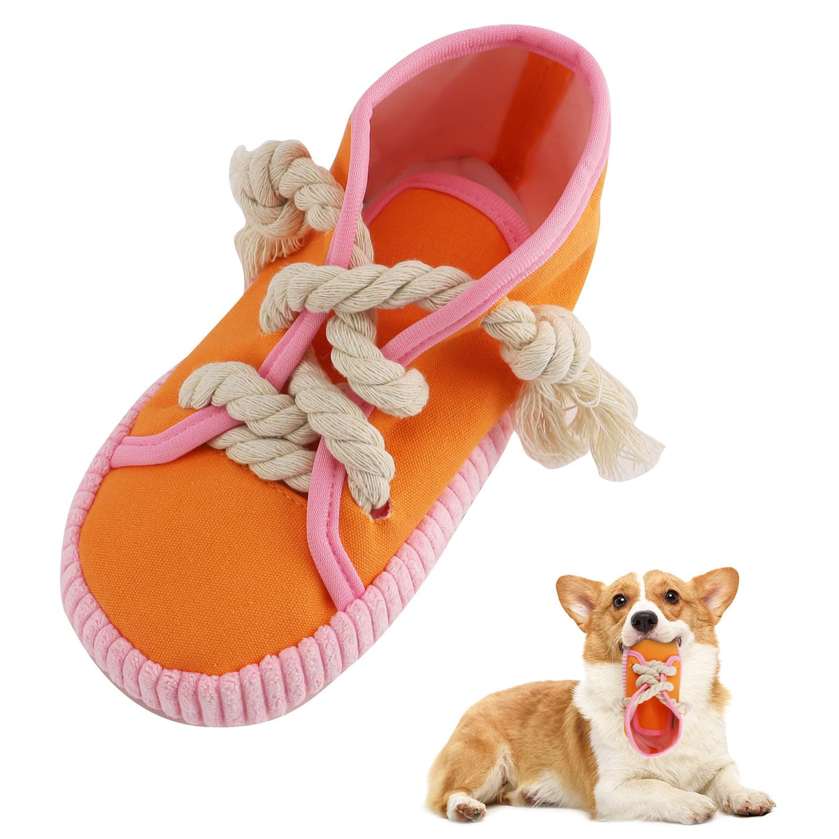 Vocheer dog chew toy front view in orange for interactive play and teething relief