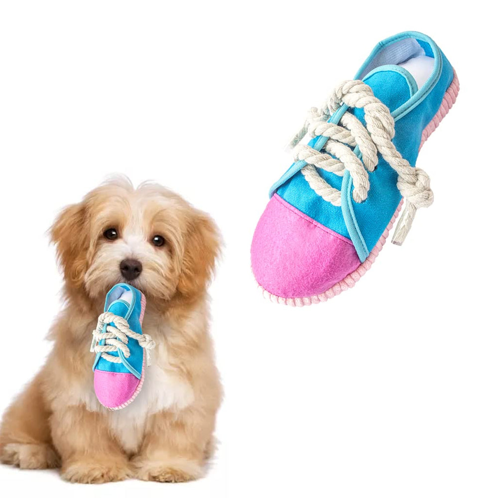 Vocheer durable dog chew toy squeaky shoe blue, inviting interactive play