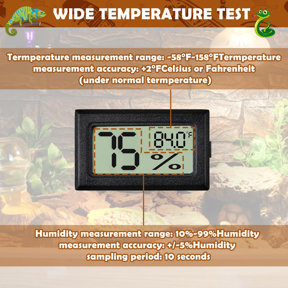 Vodolo digital hygrometer LCD-readout offers precise humidity tracking for bearded dragon tanks.
