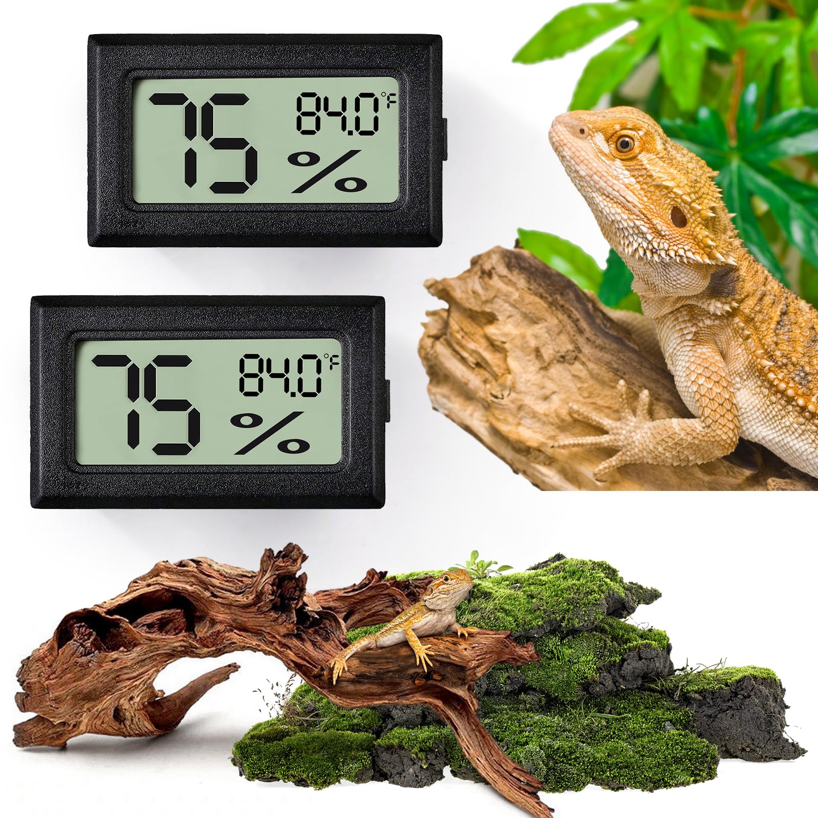 Vodolo reptile thermometer adhesive-display clearly shows temperature for easy terrarium monitoring.