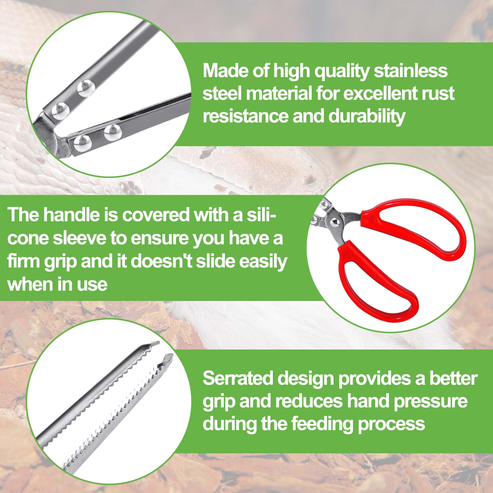 Vodolo snake feeding tongs silicone non-slip handle improves grip control