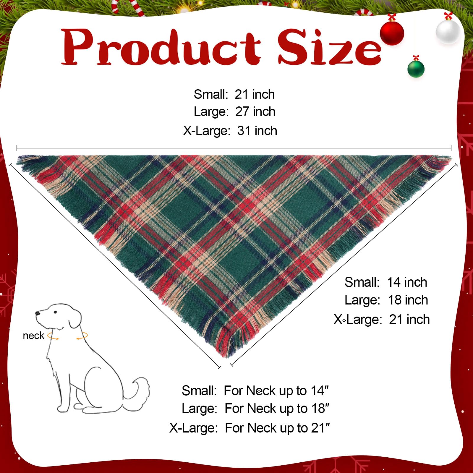 VOGUSON green plaid dog bandana close-up shows comfortable fit.