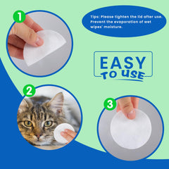 VOISEN eye wipe application on pet eye area for cleaning