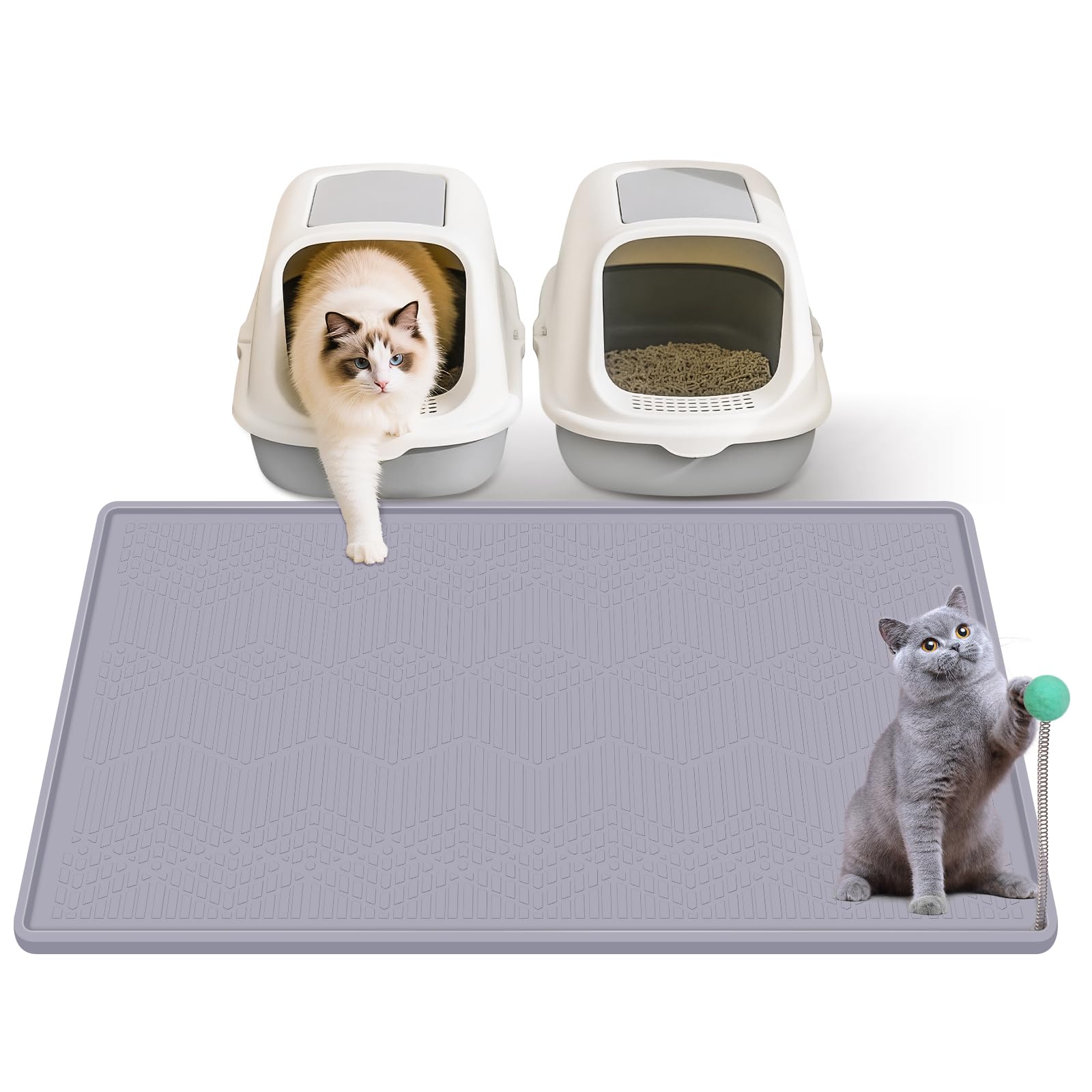 Vokolesd Cat Litter Mat 38x25 traps litter and protects floors from spills.