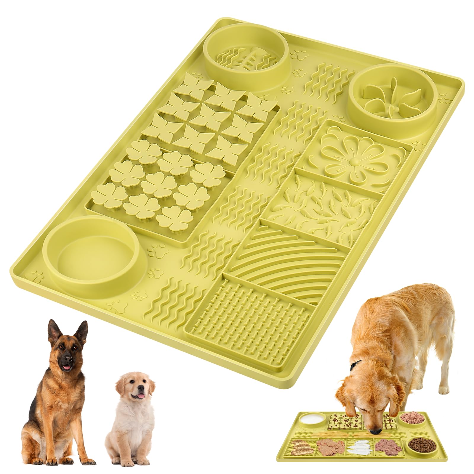 Vokolesd large green dog food mat with wide surface for multi-dog homes.