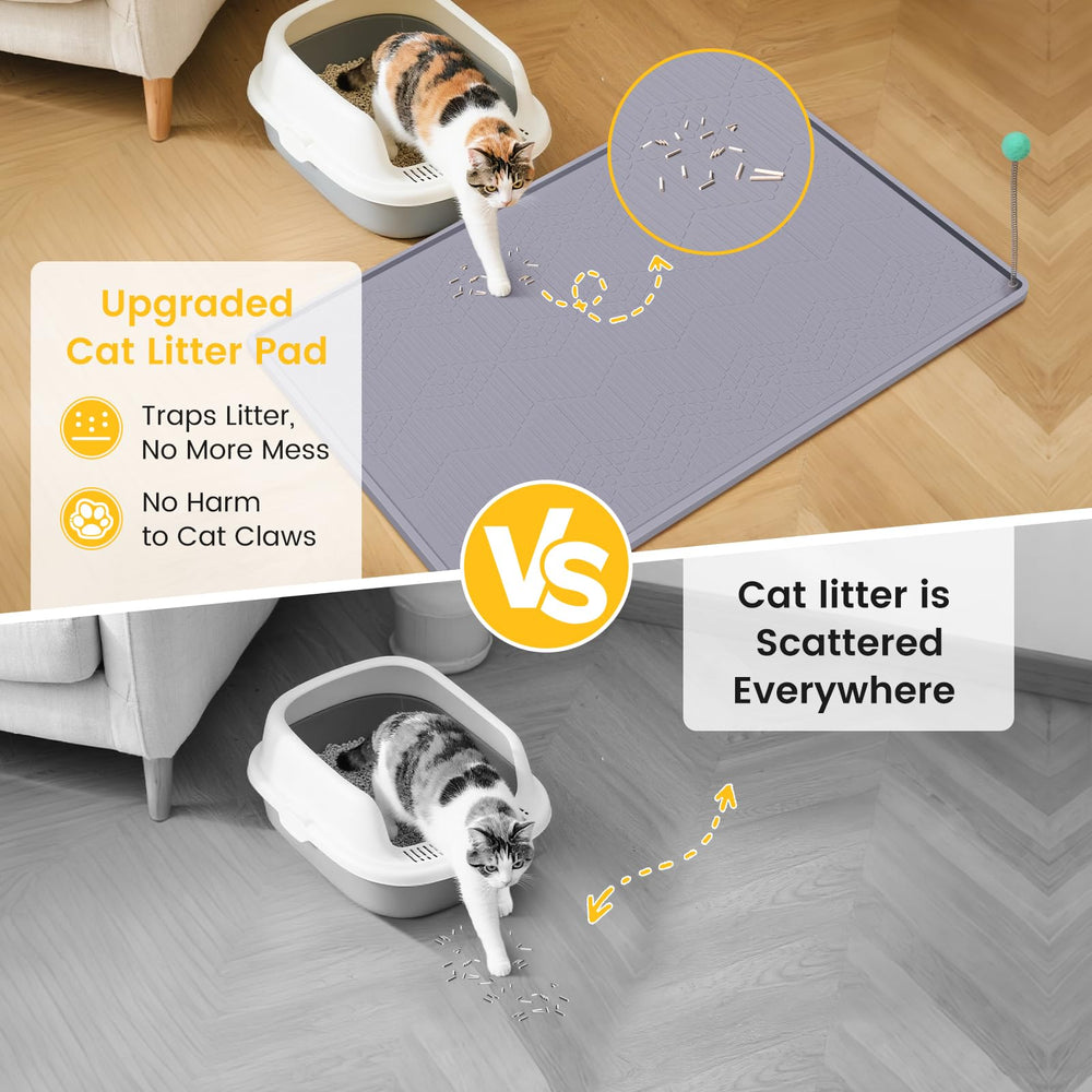 Vokolesd silicone litter-mat texture close-up traps particles to reduce tracking.