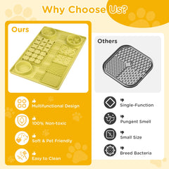 Vokolesd silicone lick mat close-up reveals durable, chew-safe surface.