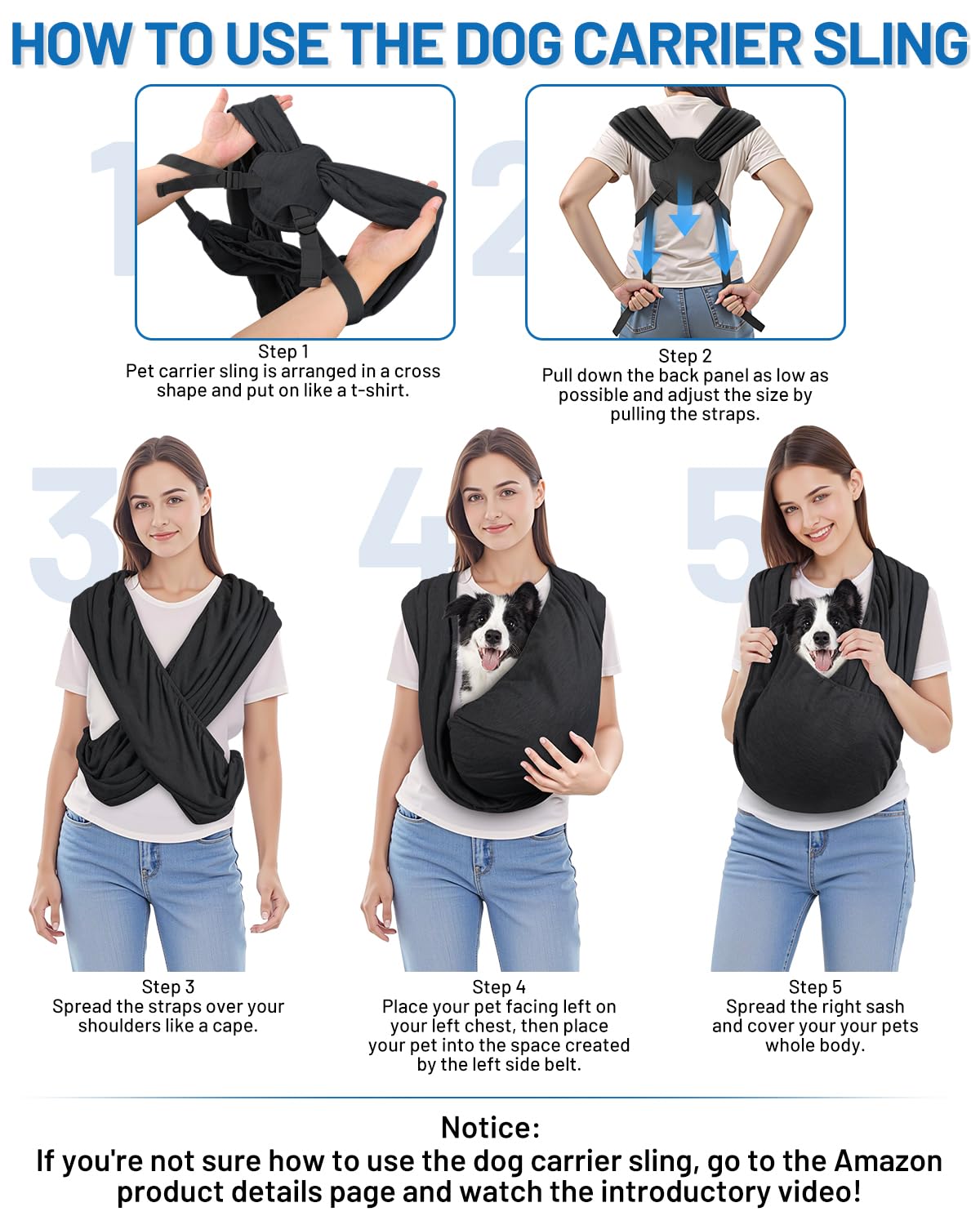 Vokvaktak dog sling security feature keeps pet secure during activities