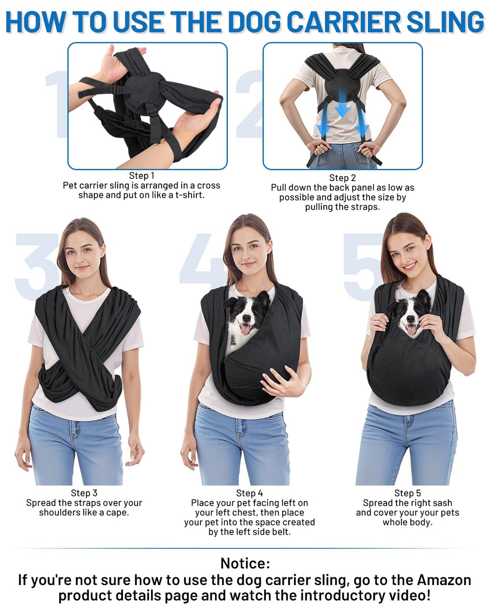 Vokvaktak dog sling security feature keeps pet secure during activities