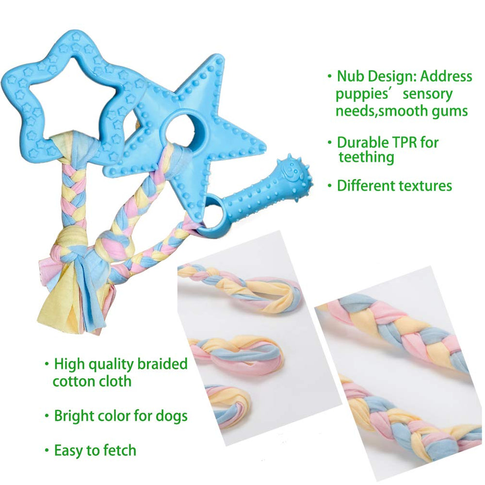 Volacopets puppy toys blue bone teether provides durable chew time