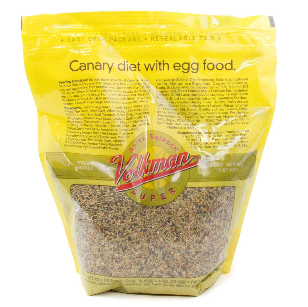 Volkman Avian Science Super Canary Seed ingredients showcase a diverse mix for balanced nutrition.