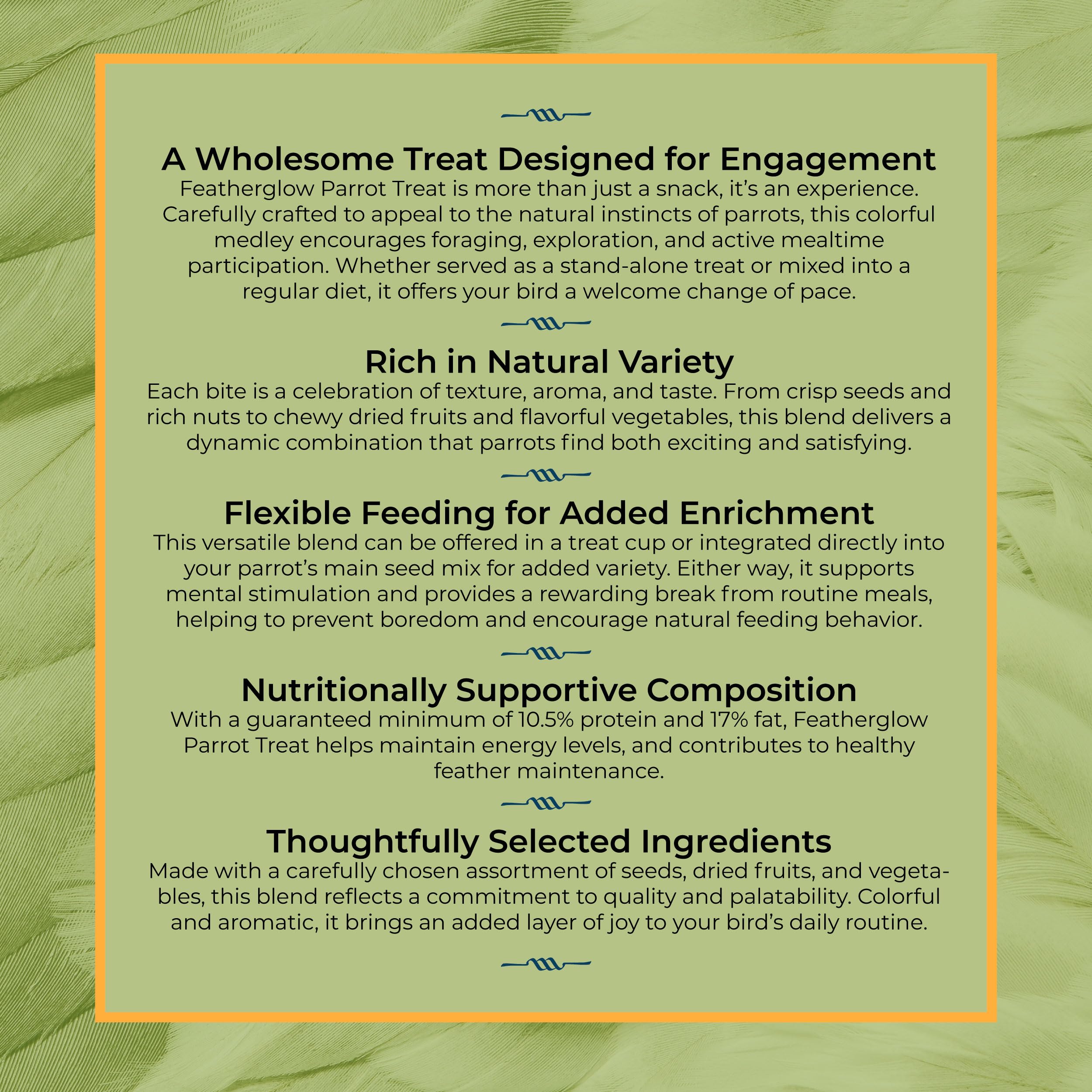 Volkman Seed Featherglow Parrot Treat parrot enjoying diverse textures and colors