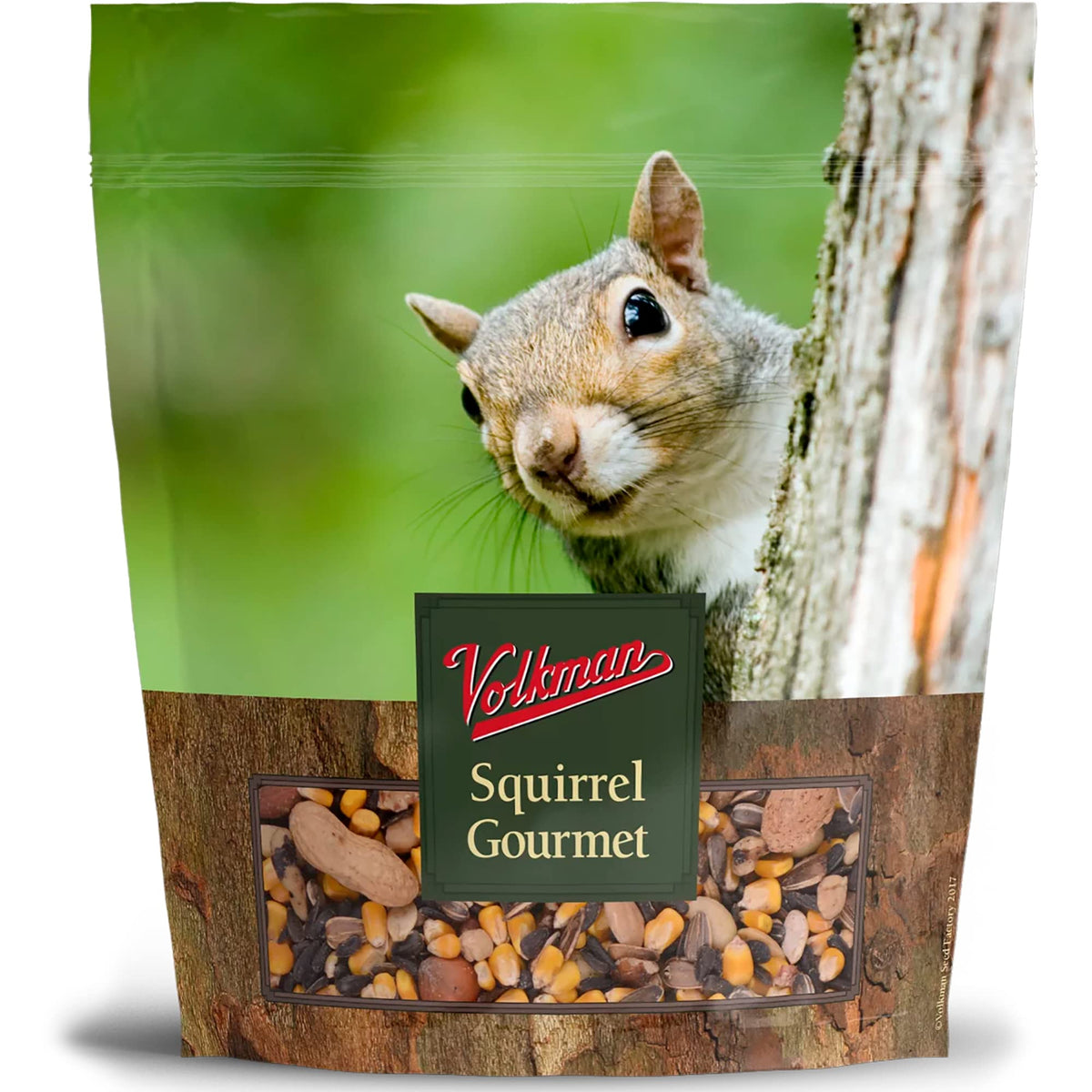Volkman Seed Squirrel Gourmet Mix for on-the-spot feeding with premium pumpkin seeds.