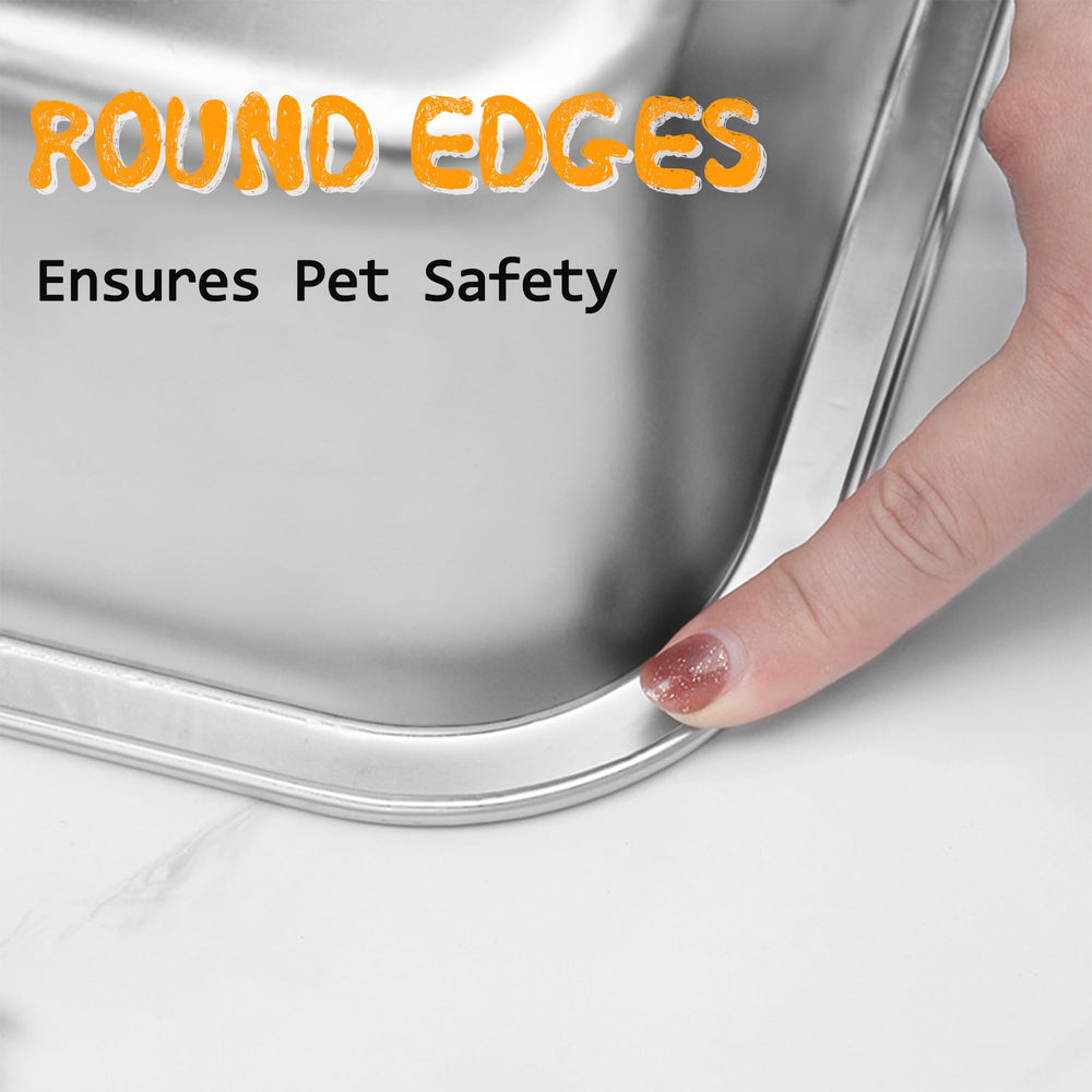 Volope stainless-steel cat litter box interior top-down view shows compact design.