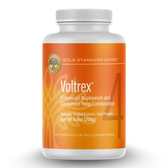 Voltrex bottle front view highlighting all-natural joint support for dogs.