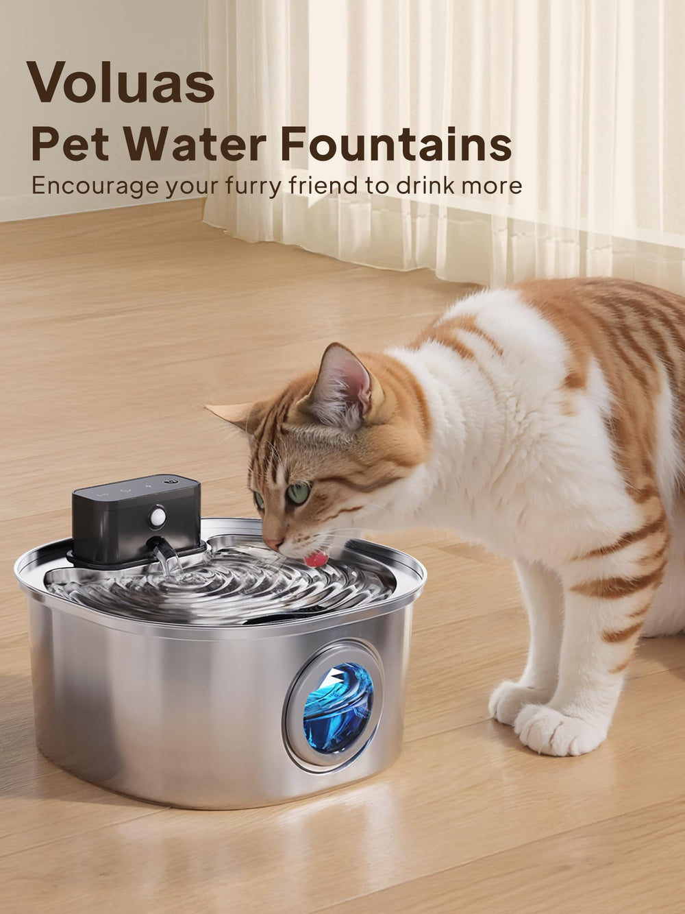 Voluas 108oz pet fountain model 309A-309B-309C compatibility for steady hydration.
