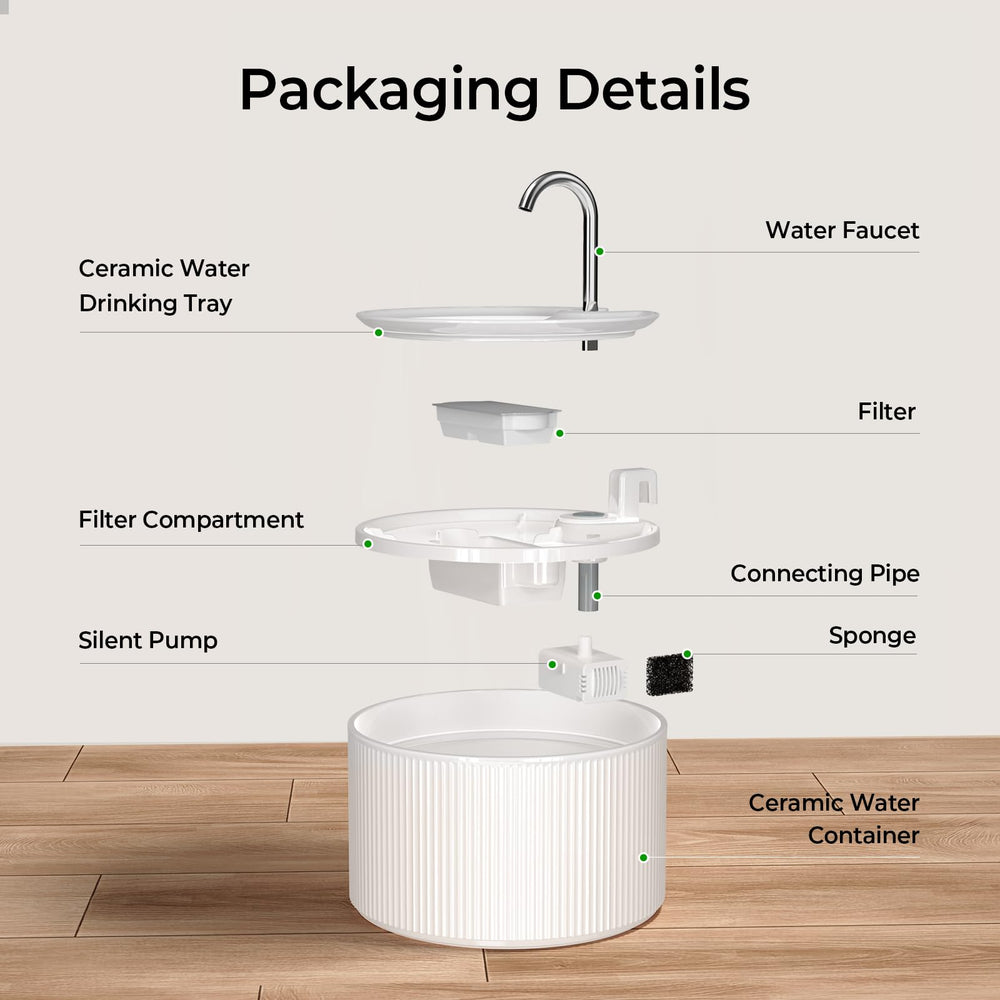 Voluas ceramic cat water fountain ergonomic design blends into home decor while promoting water intake.