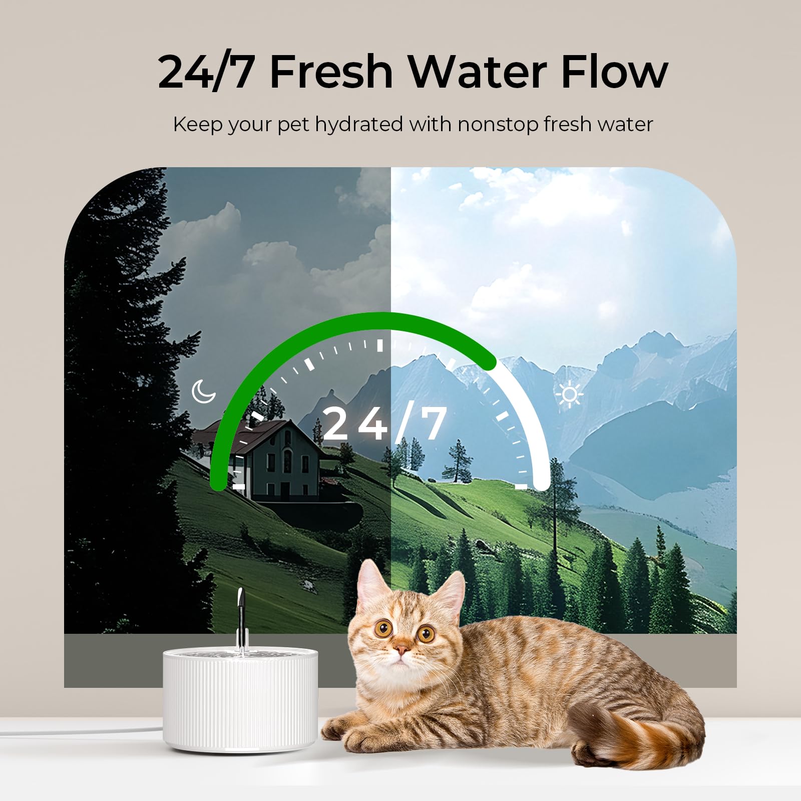 Voluas ceramic cat water fountain filter dual system shows sponge and carbon filters.
