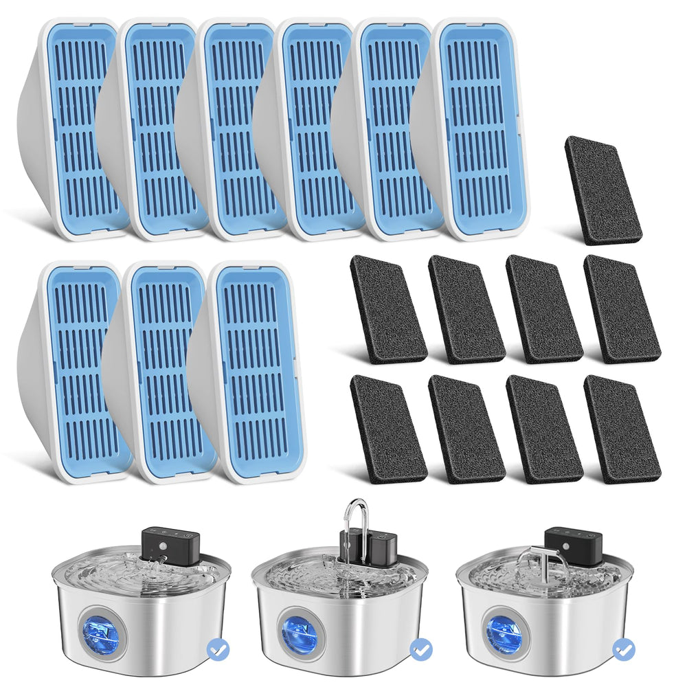 Voluas replacement filters 9-pack visible with carbon media for clean-tasting water.