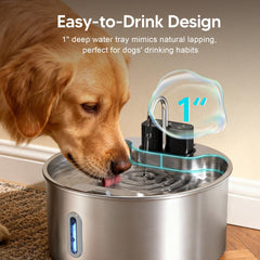 Voluas water fountain indoors shows flexible placement for pets.