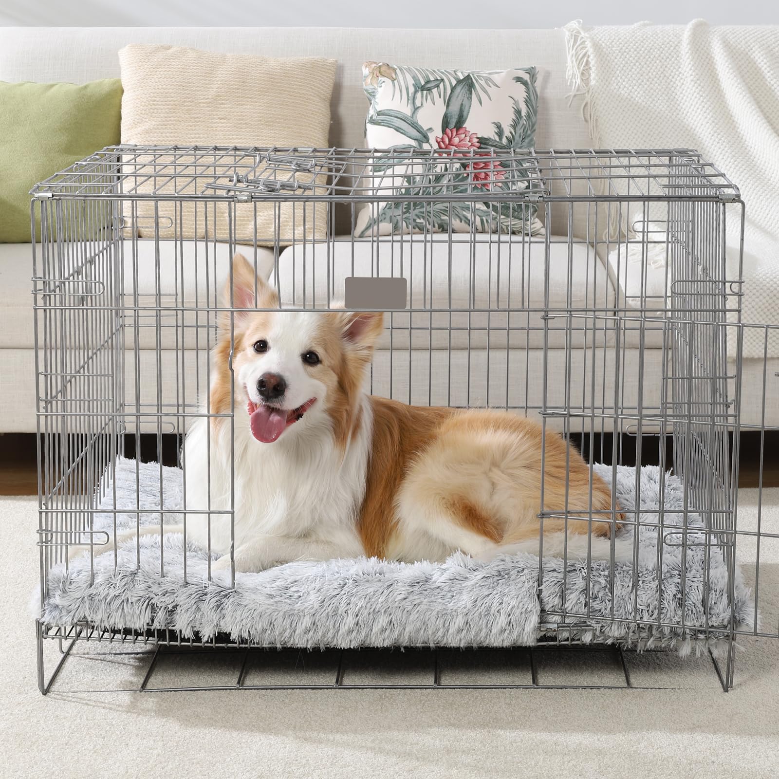 Vonabem dog bed on sofa provides a cozy lounge spot for pets.