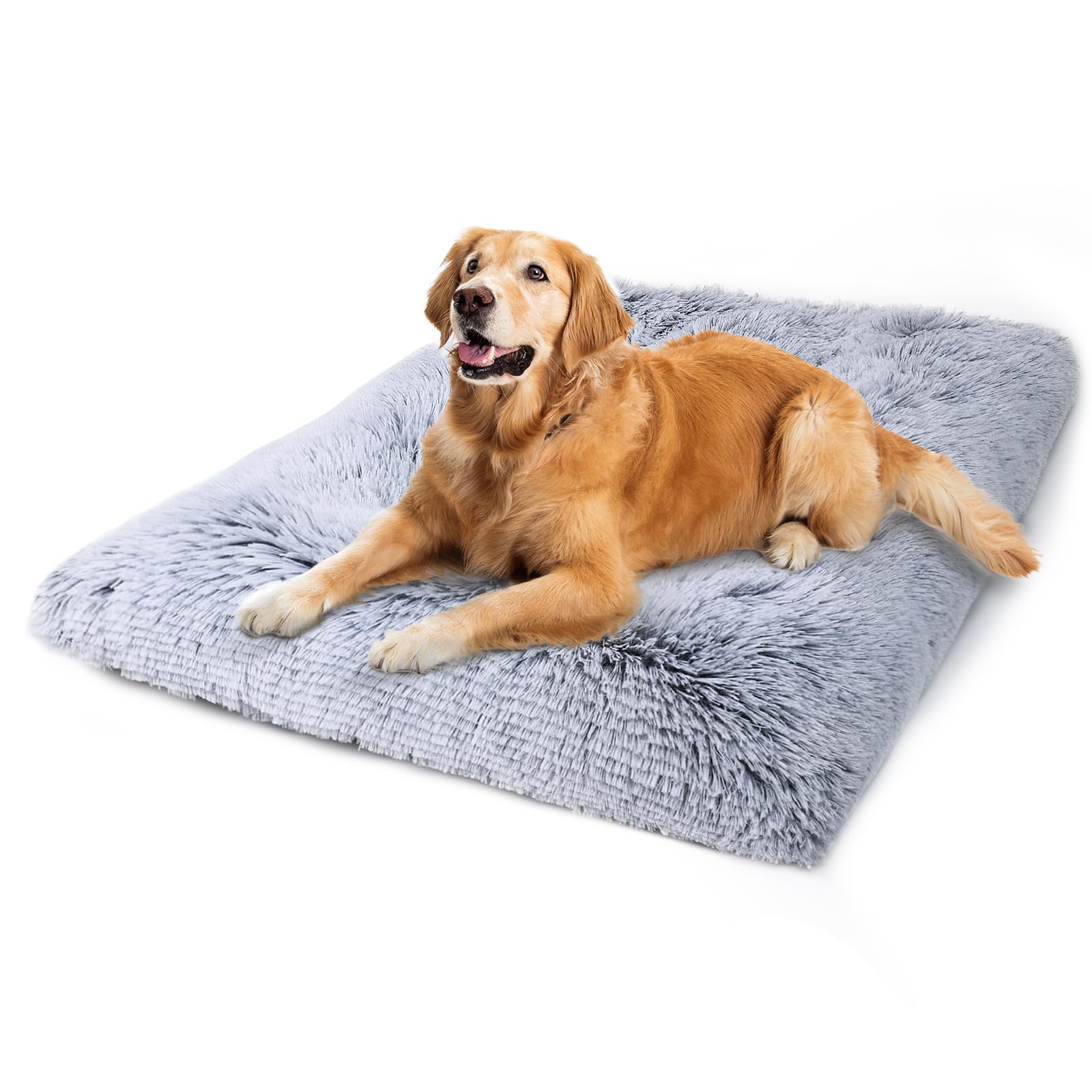 Vonabem XL dog bed in gray plush offers cozy comfort for large dogs and pets.