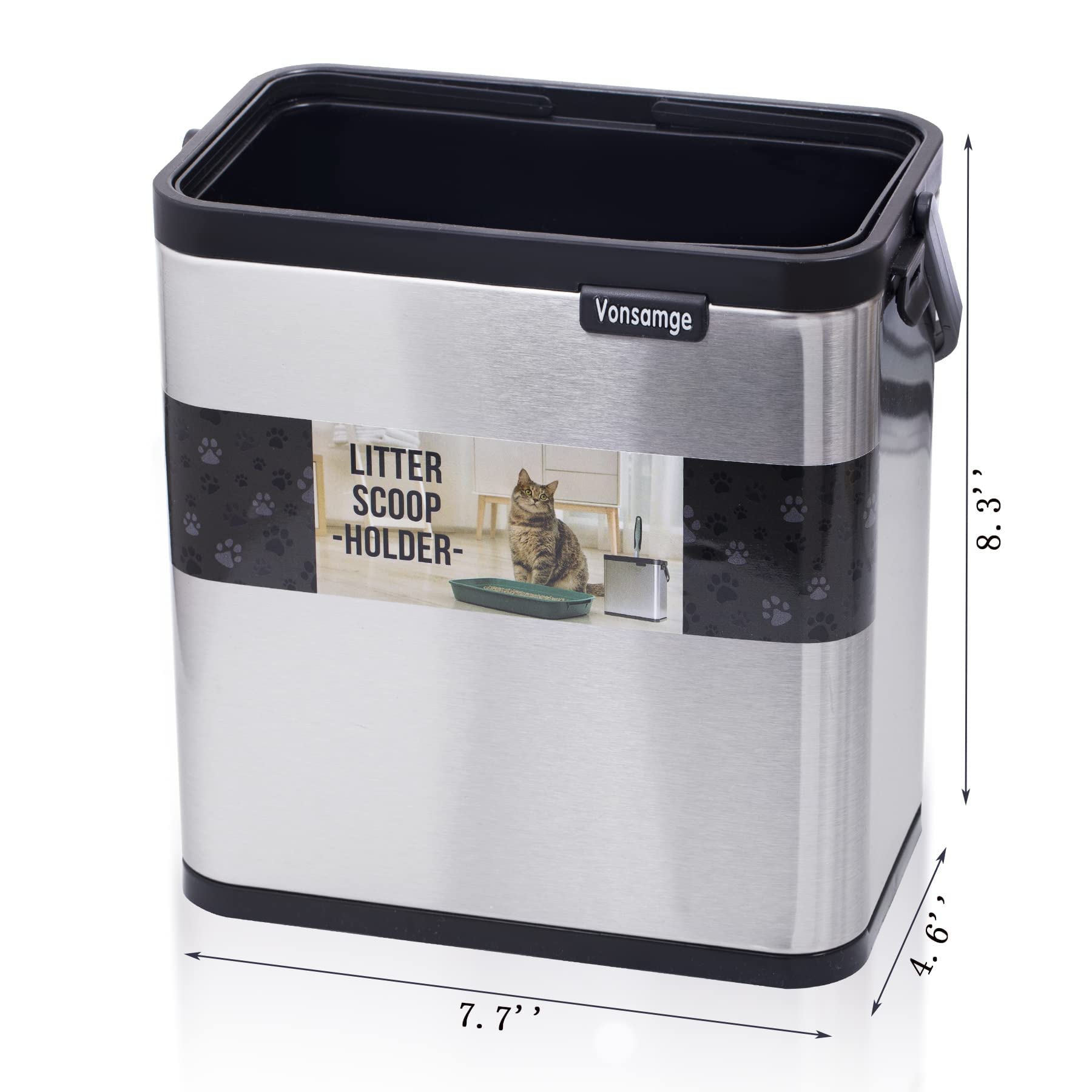 Vonsamge removable inner plastic bucket enables quick litter residue disposal.