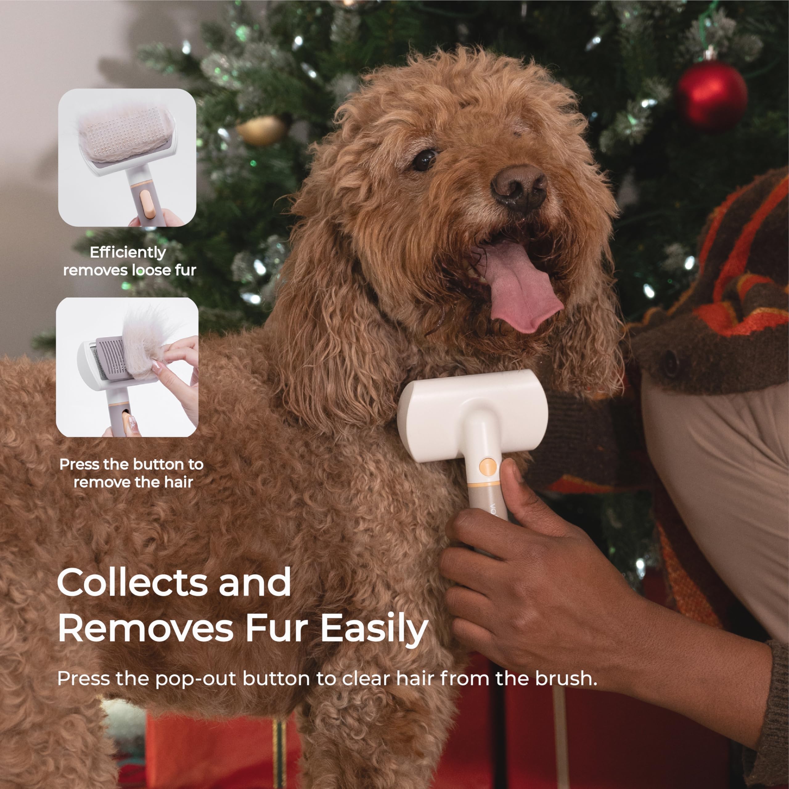 Voocoo brush works for dogs and cats with different coats