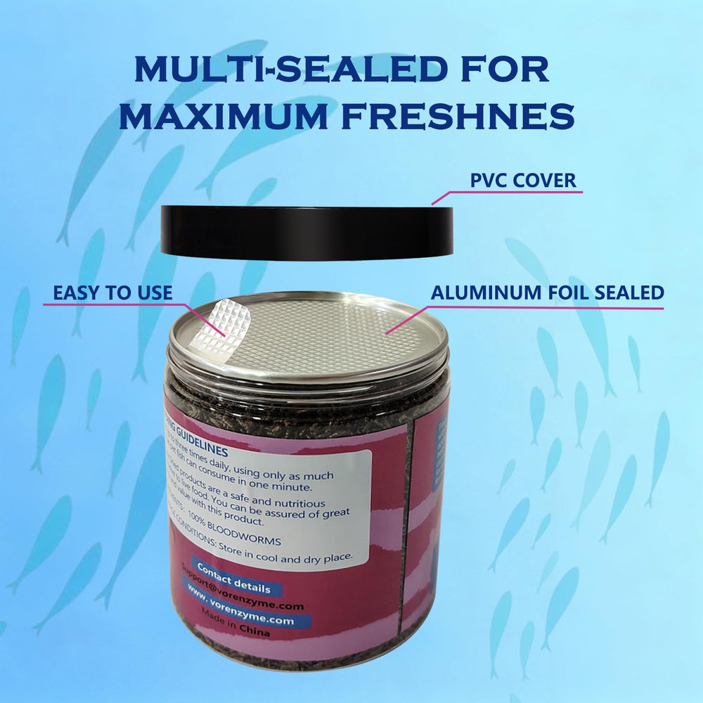 Vorenzyme Blood Worms in an aquarium promoting clear water with low waste