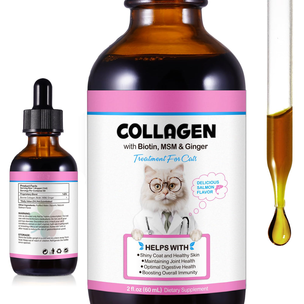 Vortexonix Cat Collagen Drops bottle for easy daily dosing supports coat health