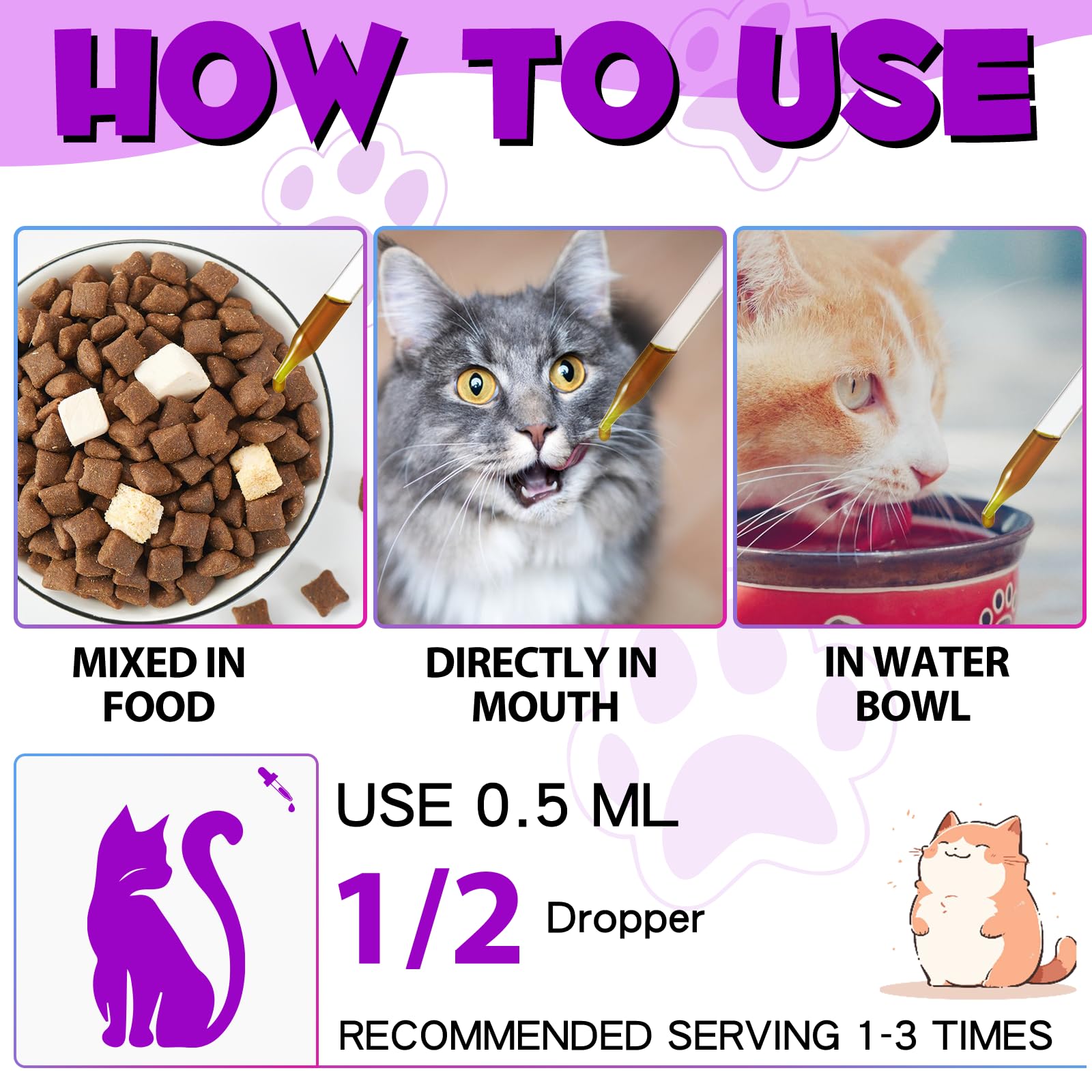 VOSIFSDIY cat vitamin drops pour to show easy dosing and joint support