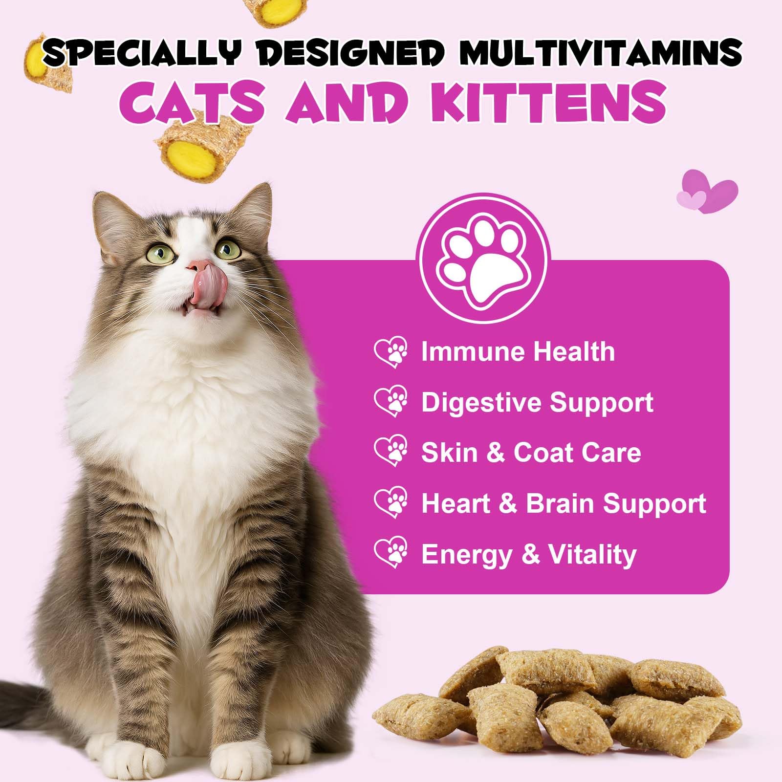 VOSIFSDIY cat vitamins treats digestive support through prebiotics and probiotics.