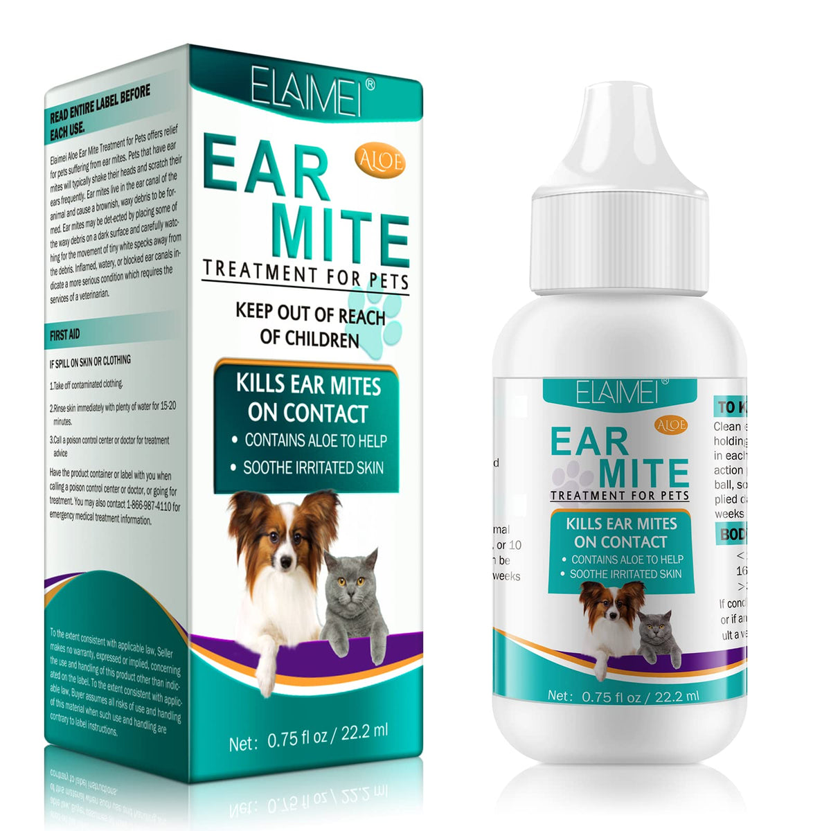 VOSIFSDIY ear-mite-treatment bottle-pour provides aloe soothing relief for irritated ears.