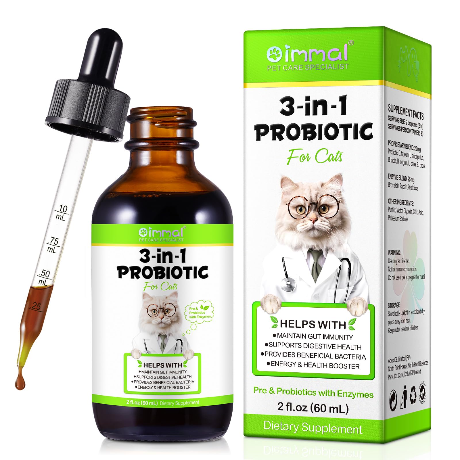 VOSIFSDIY Liquid Cat Probiotic bottle for convenient daily digestive support.