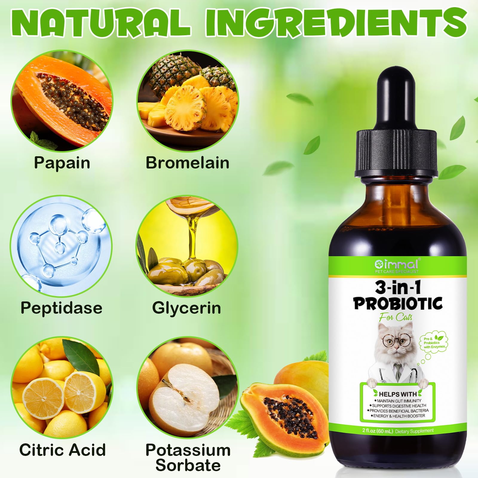 VOSIFSDIY Liquid Cat Probiotic pour showing easy dosing and quick gut support.